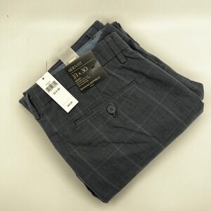 Banana Republic Chino Mens 33x30 Aiden Fit Grey Plaid Slim Leg Trousers New